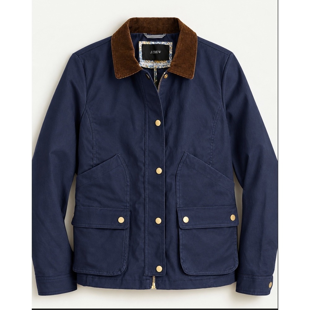 J.Crew Barn Jacket With Liberty Floral Print in Navy Blue sz XLT